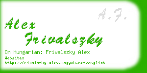 alex frivalszky business card